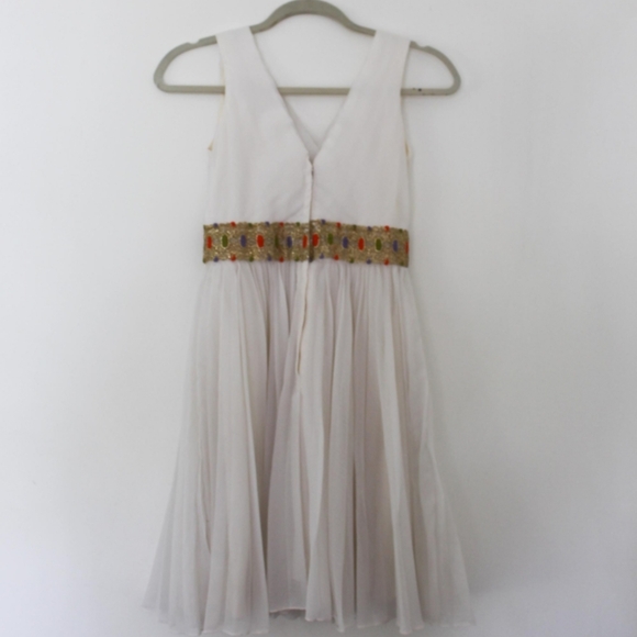 Vintage 1960s Grecian Style White Chiffon Cocktail Dress - Picture 7 of 8